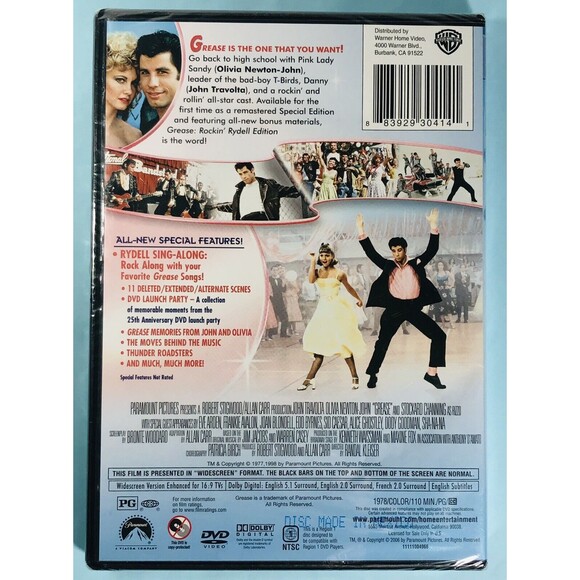 GREASE Rockin' Rydell High Ed DVD Movie WScreen  Olivia Newton John- J.Travolta - Picture 2 of 5